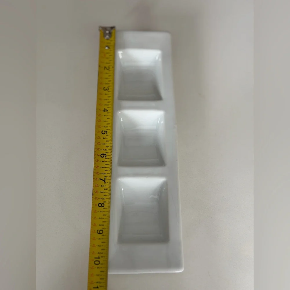 Crate and Barrel 3 part porcelain sauce dish